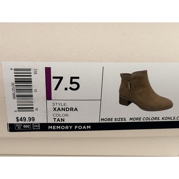 NEW LC LAUREN CONRAD BLOCK HEEL ANKLE BOOTS Women's Size 7.5 TAN FAUX SUEDE - Picture 15 of 15